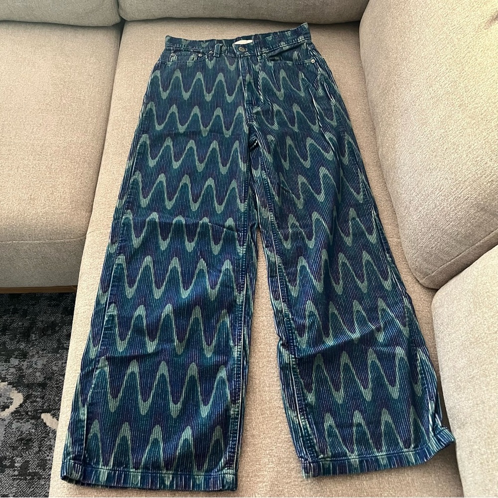 BDG Blue and Green Wavy Corduroy Pants